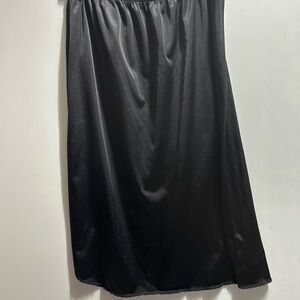 Vassarette Black Nylon Half Slip Lingerie Lace Trim Size Large